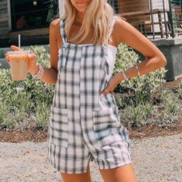 Grey Bandit Grey Plaid Everett Looser Romper Size S - Picture 2 of 12